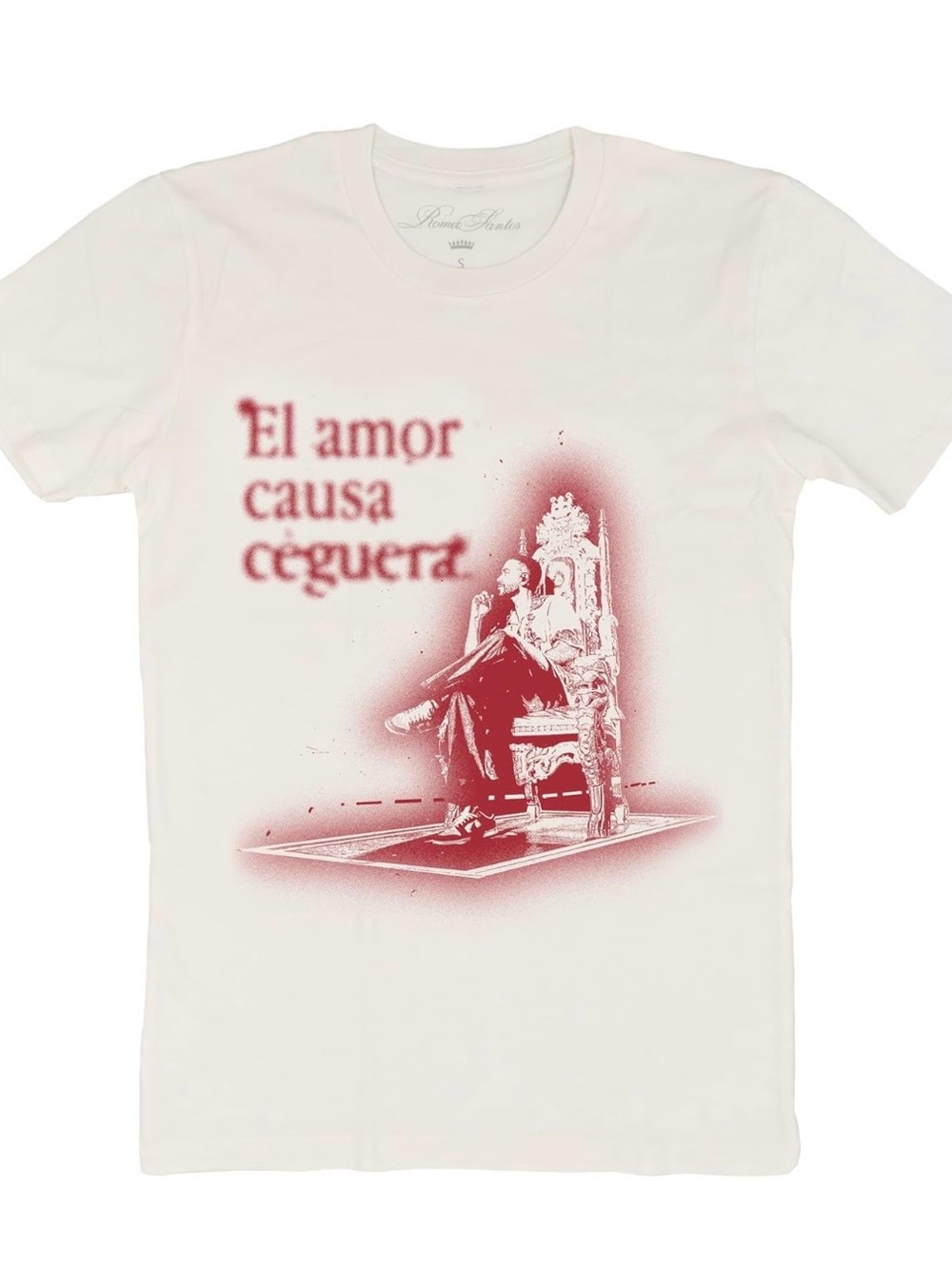 Men's White Graphic Dress Shirt with Red Throne Artwork
